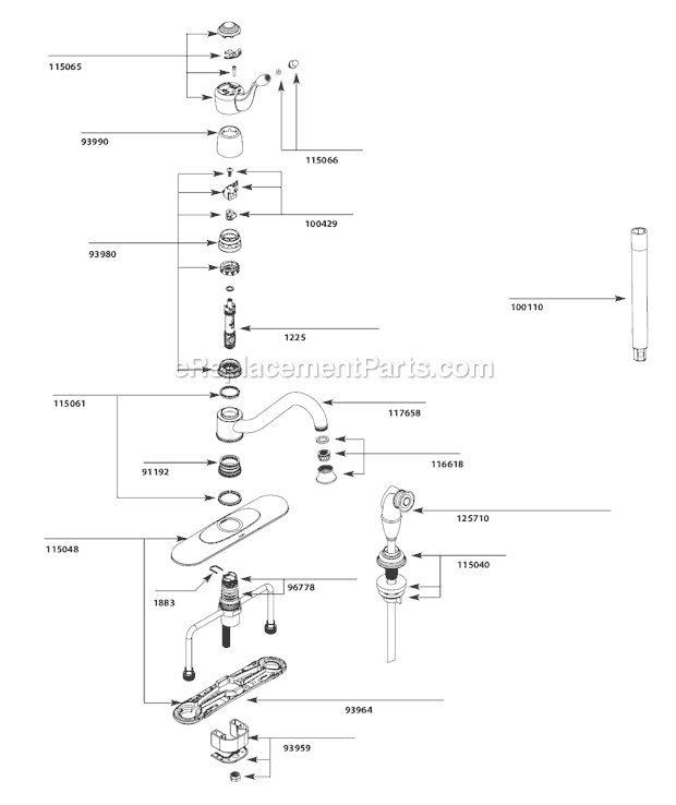 Moen 7307 (3-11 to 10-10) Kitchen Sink Faucet Page A Diagram