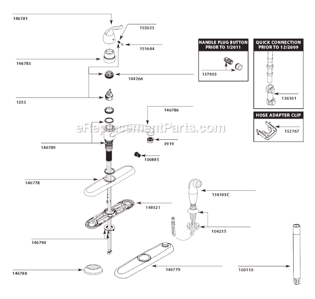 Moen 7423 Kitchen Sink Faucet Page A Diagram