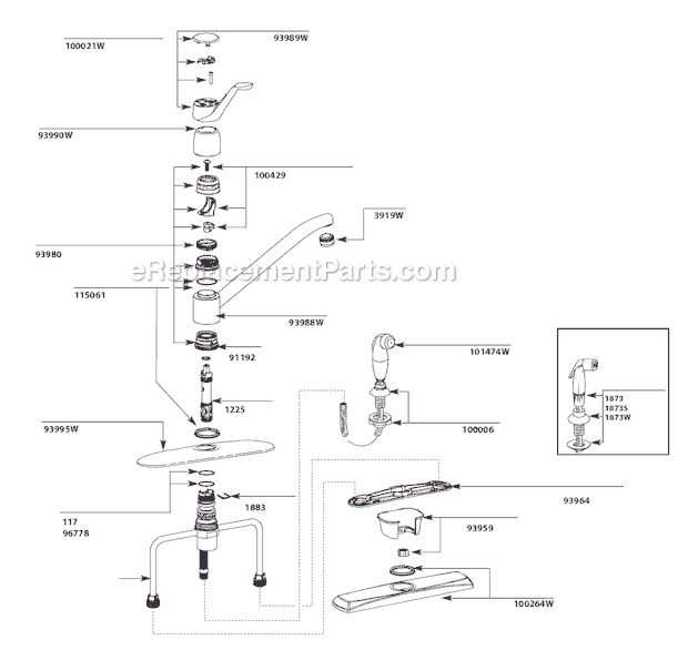 Moen 7430W (Before 6-10) Kitchen Sink Faucet Page A Diagram