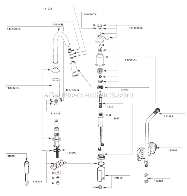 Moen 7590CSL (8-09 to 9-10) Kitchen Sink Faucet Page A Diagram
