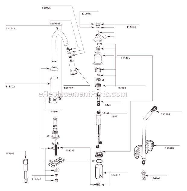 Moen 7590C (9-10 to 5-11) Kitchen Sink Faucet Page A Diagram