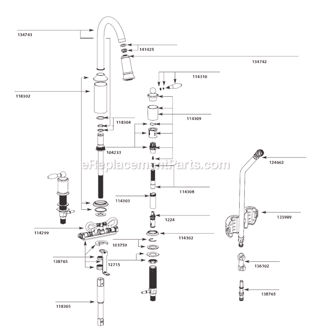 Moen 7592C (After 8-08) Kitchen Sink Faucet Page A Diagram