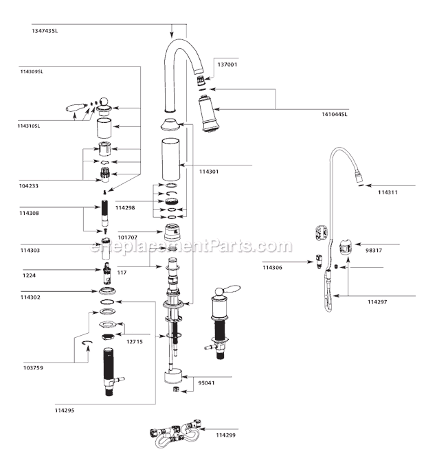 Moen 7592SL (2-08 to 8-08) Kitchen Sink Faucet Page A Diagram