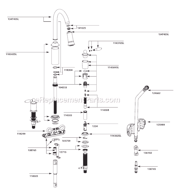 Moen 7592SL (After 8-08) Kitchen Sink Faucet Page A Diagram