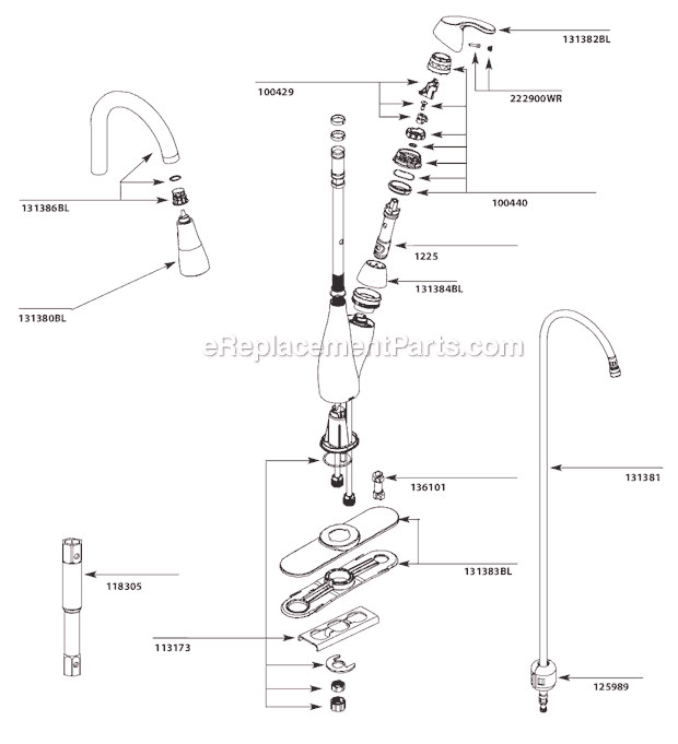 Moen 7599BL (4-09 to 10-10) Kitchen Sink Faucet Page A Diagram