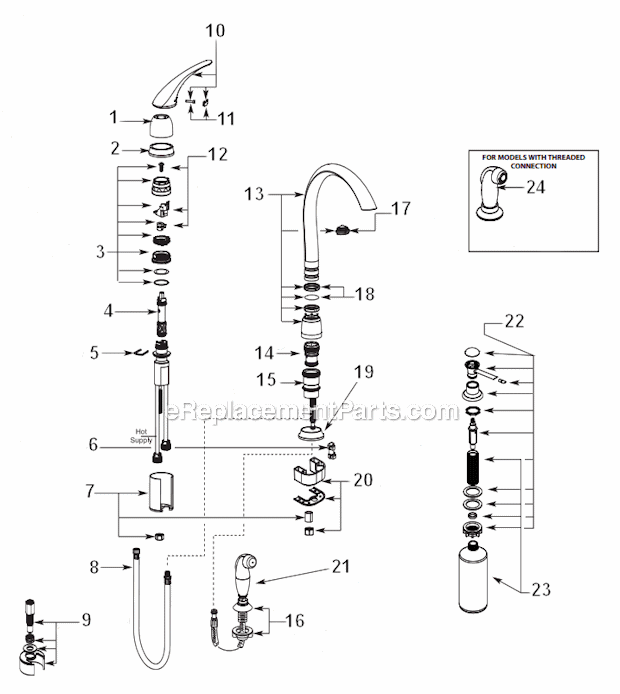 Moen 7730V Monticello with Cathedral Spout Kitchen Faucet Page A Diagram