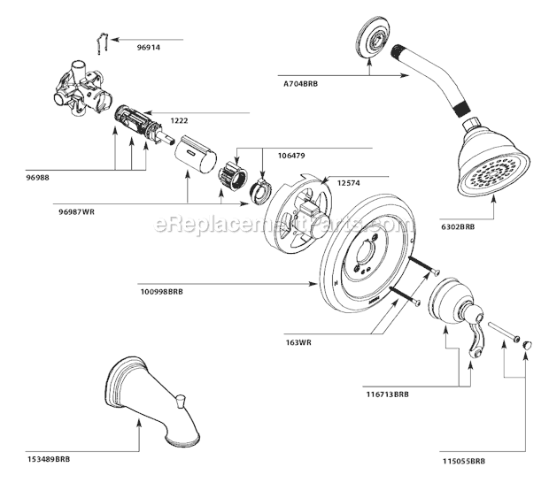 Moen 82008BRB Tub and Shower Faucet Page A Diagram