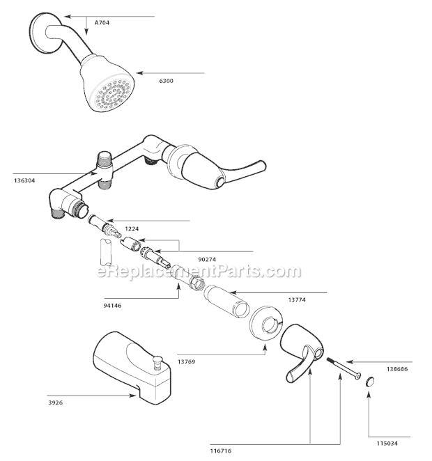 Moen 82402 Tub and Shower Faucet Page A Diagram