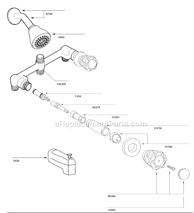 Moen 82419 Tub and Shower Faucet Page A Diagram