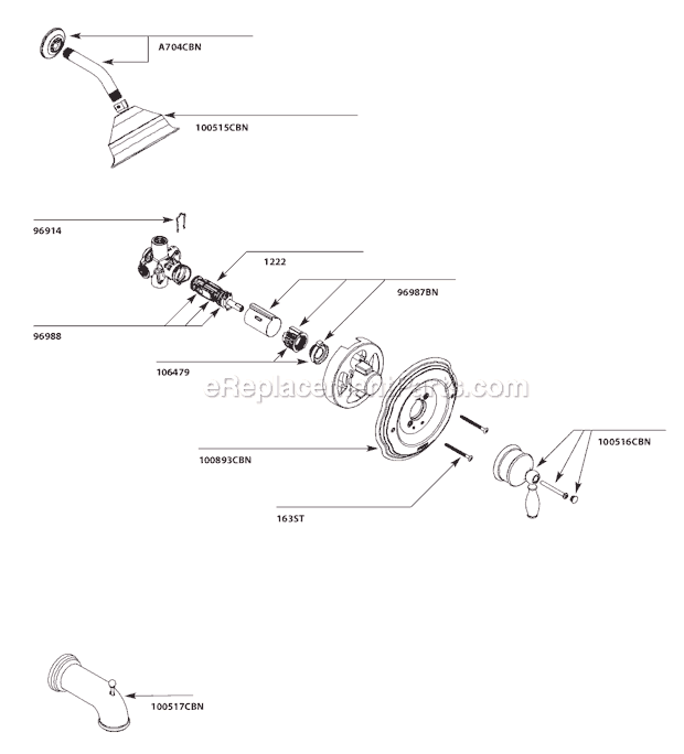 Moen 82927CBN Tub and Shower Faucet Page A Diagram
