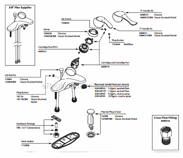 Moen 8400 Single Handle Bathroom Faucet Page A Diagram