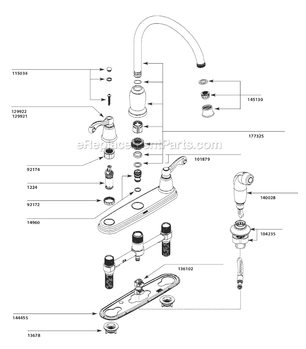 Moen CA87004 Kitchen Sink Faucet Page A Diagram