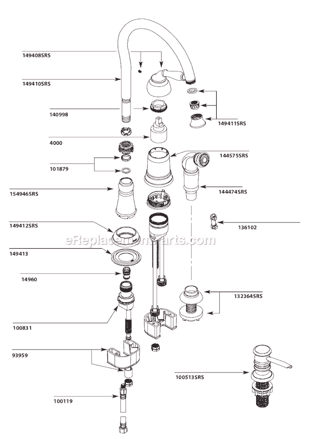 Moen CA87008SRS Kitchen Sink Faucet Page A Diagram