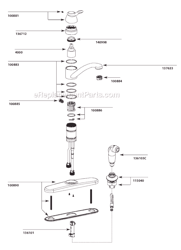 Moen CA87016 Kitchen Sink Faucet Page A Diagram