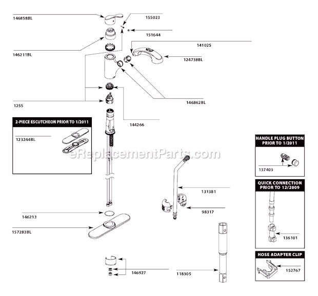 Moen CA87316BL Kitchen Sink Faucet Page A Diagram