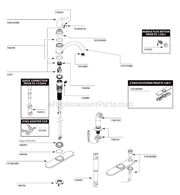 Moen Kitchen Sink Faucet | CA87484SRS | eReplacementParts.com