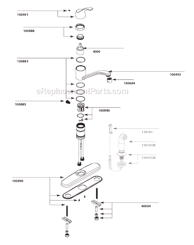 Moen CA87526 Kitchen Sink Faucet Page A Diagram
