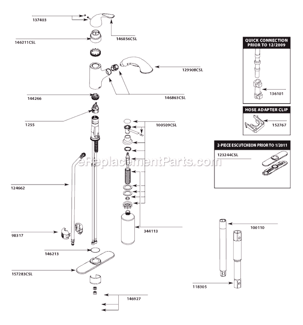 Moen CA87550CSLSD Kitchen Sink Faucet Page A Diagram
