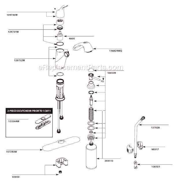 Moen CA87666W Kitchen Sink Faucet Page A Diagram
