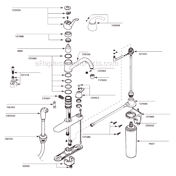 Moen CAF87254 Kitchen Sink Faucet Page A Diagram