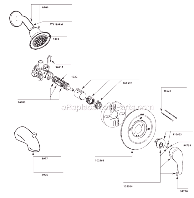 Moen L82383 Tub and Shower Faucet Page A Diagram
