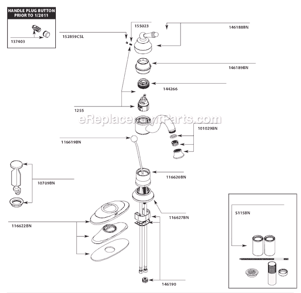 Moen S411BN (After 3-11) Bathroom Faucet Page A Diagram