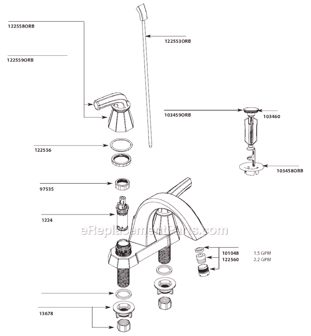 Moen S442ORB Bathroom Faucet Page A Diagram