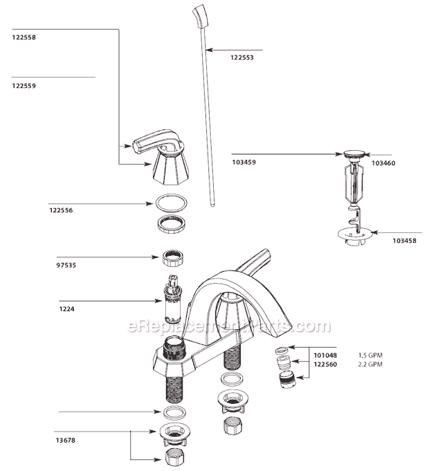 Moen S442 Bathroom Faucet Page A Diagram