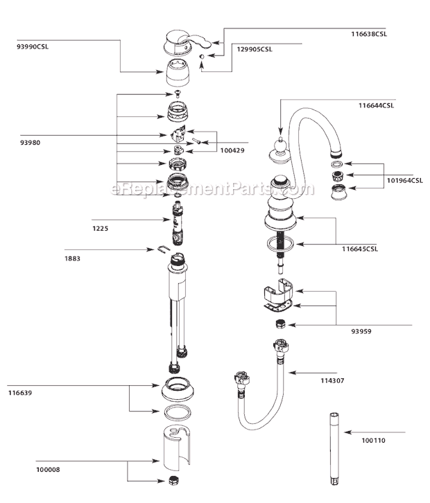 Moen S611CSL (9-10 to 3-11) Bar Faucet Page A Diagram