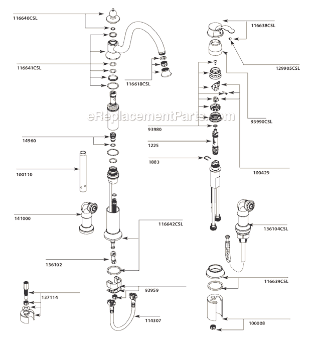 Moen S711CSL (9-10 to 3-11) Kitchen Sink Faucet Page A Diagram