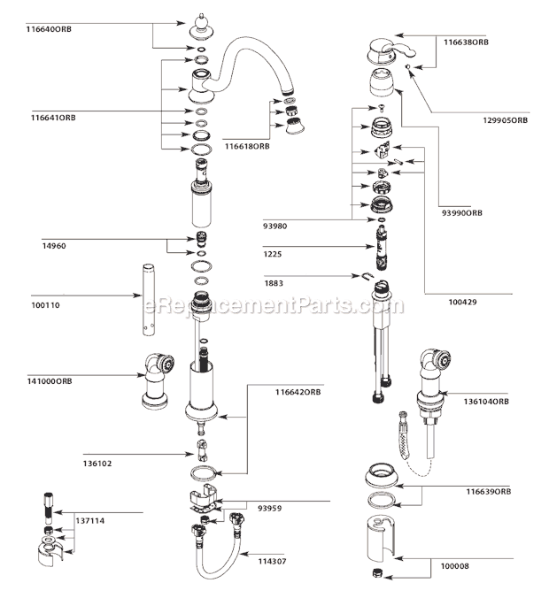 Moen S711ORB (9-10 to 3-11) Kitchen Sink Faucet Page A Diagram