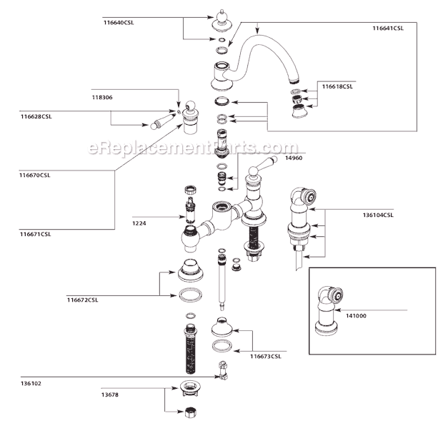 Moen S713CSL Kitchen Sink Faucet Page A Diagram