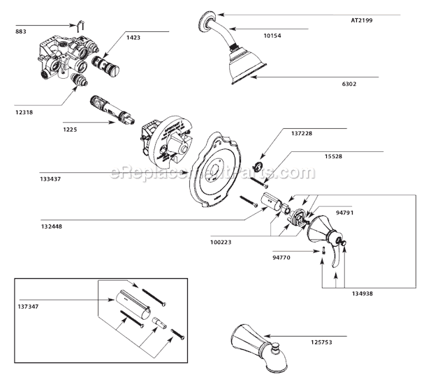 Moen T2604 Tub and Shower Faucet Page A Diagram