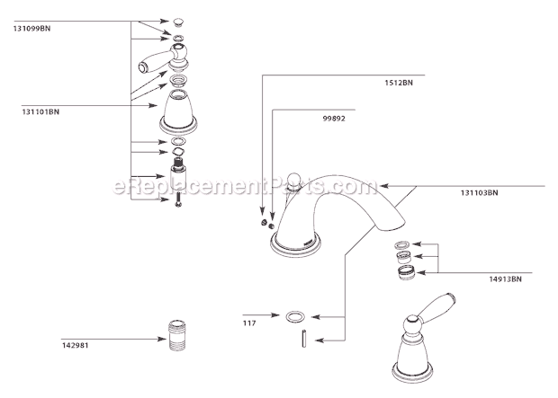 Moen T4943BN Tub and Shower Faucet Page A Diagram