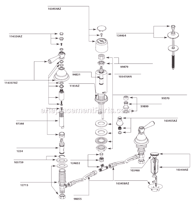 Moen T5210AZ Bathroom Bidet Page A Diagram