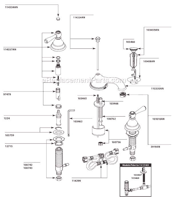 Moen T6105AN Bathroom Faucet Page A Diagram