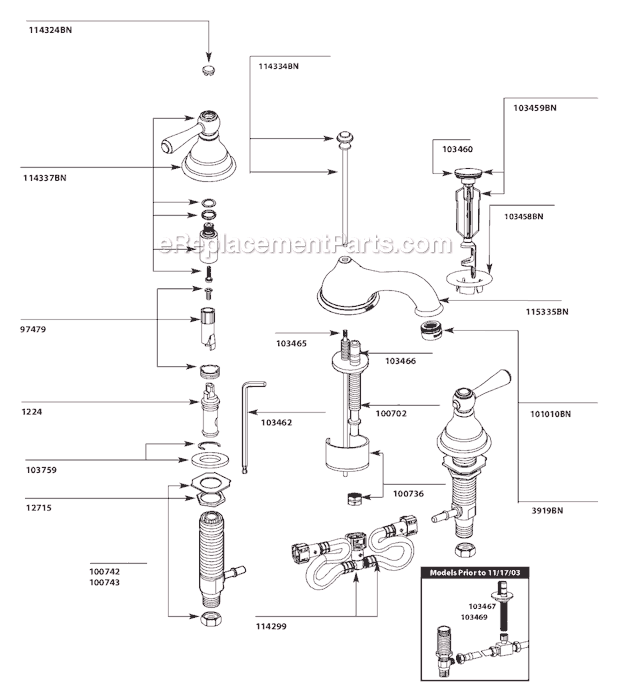 Moen T6105BN Bathroom Faucet Page A Diagram