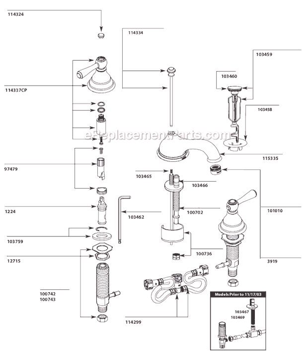 Moen T6105CP Bathroom Faucet Page A Diagram