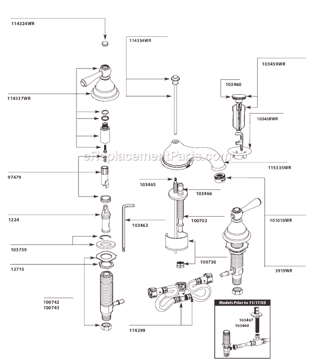 Moen T6105WR Bathroom Faucet Page A Diagram