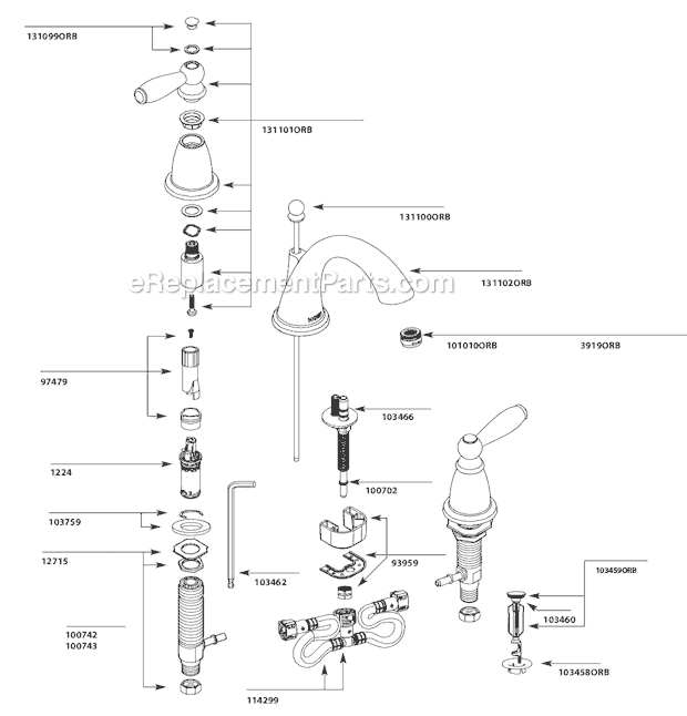 Moen T6620ORB Bathroom Faucet Page A Diagram