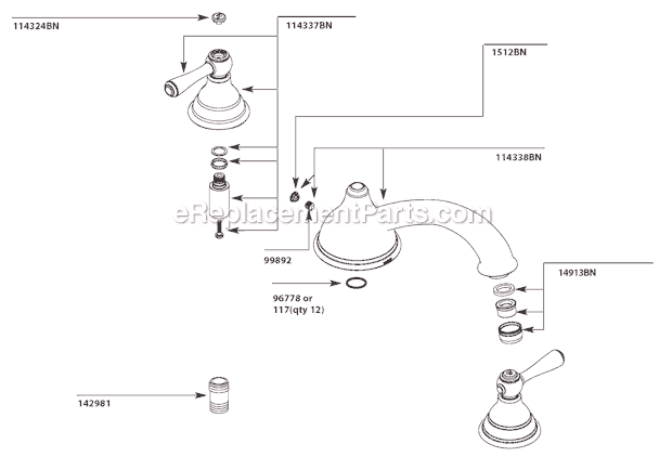 Moen T910BN Tub and Shower Faucet Page A Diagram