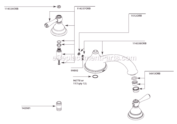 Moen T910ORB Tub and Shower Faucet Page A Diagram