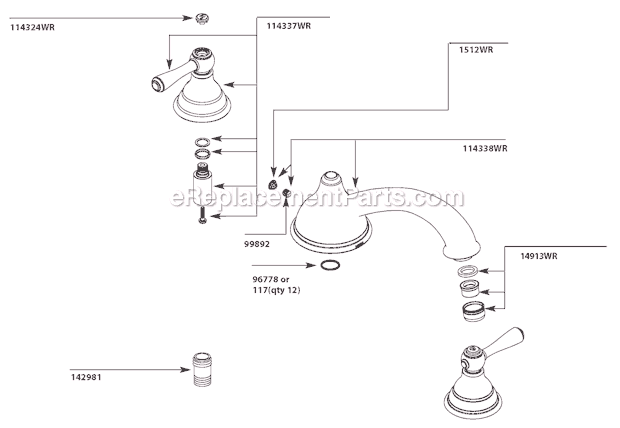 Moen T910WR Tub and Shower Faucet Page A Diagram