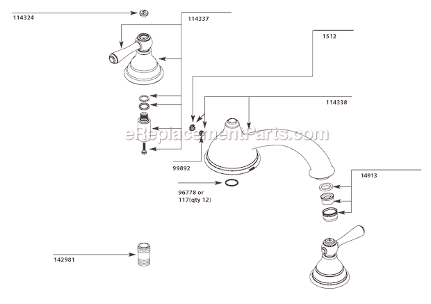 Moen T910 Tub and Shower Faucet Page A Diagram