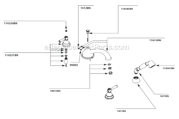 Moen T912BN Tub and Shower Faucet Page A Diagram