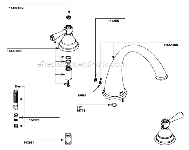 Moen T920BN Tub and Shower Faucet Page A Diagram