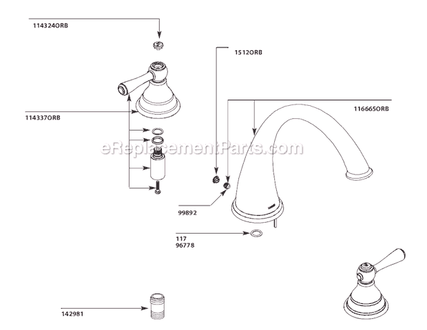 Moen T920ORB Tub and Shower Faucet Page A Diagram