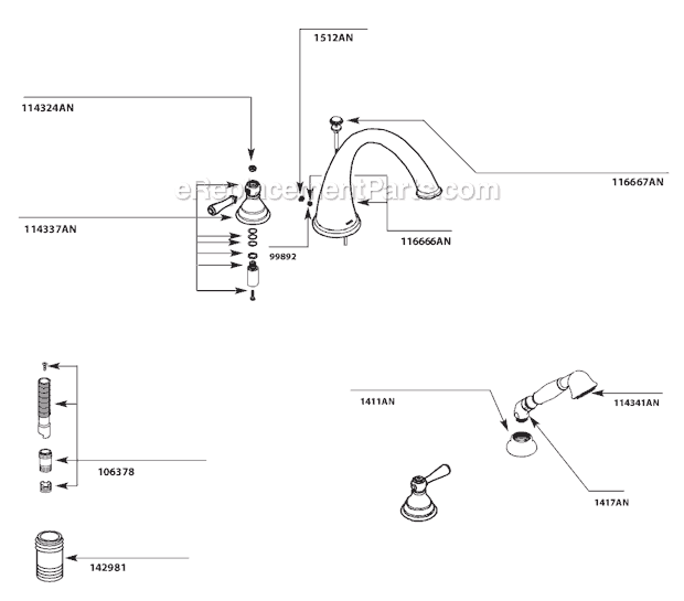 Moen T922AN Tub and Shower Faucet Page A Diagram