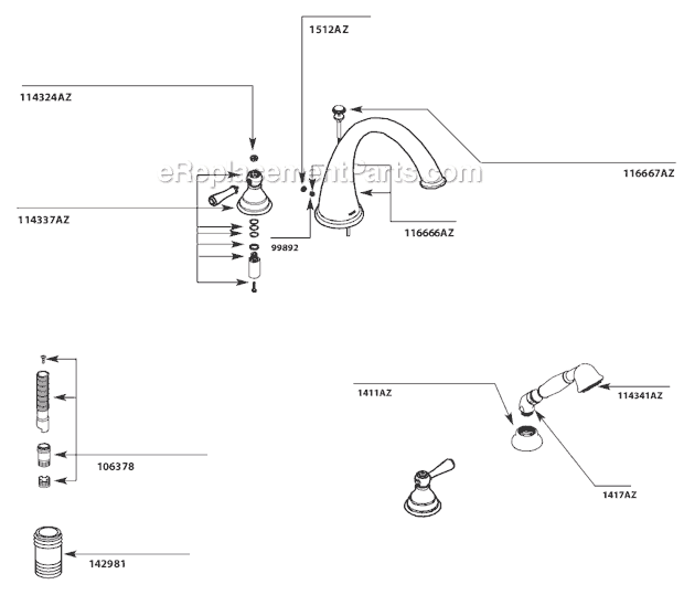 Moen T922AZ Tub and Shower Faucet Page A Diagram