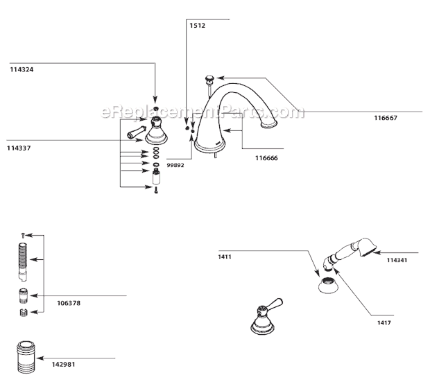 Moen T922 Tub and Shower Faucet Page A Diagram